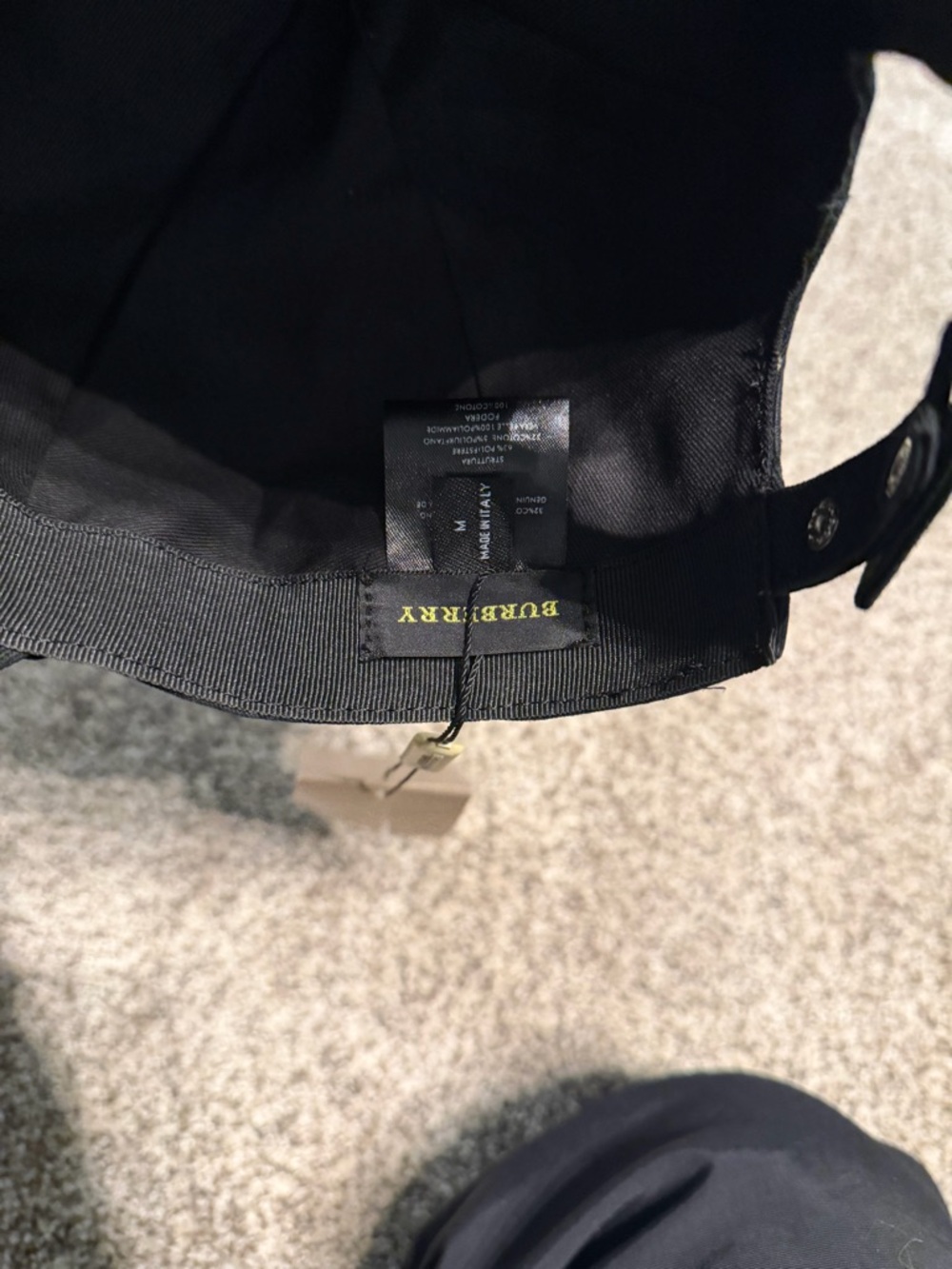 Burberry Black Cap with White TB Monogram - Picture 2 of 3